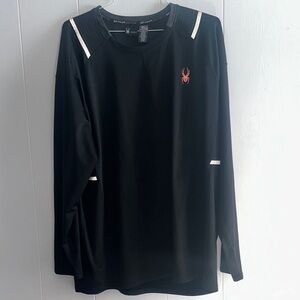 Spyder Active Black Long Sleeve Crew Neck Performance with Red Accent Short. XXL